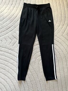 adidas Black Jogger Pants with White Side Stripes